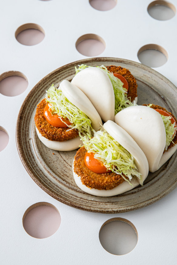 Pork katsu bao sandwiches. 