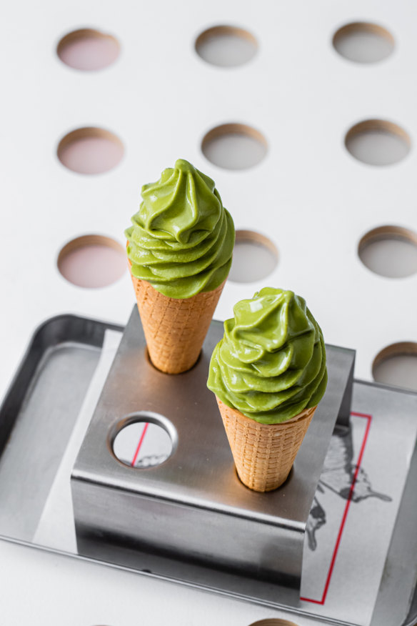 Green tea soft serve. 