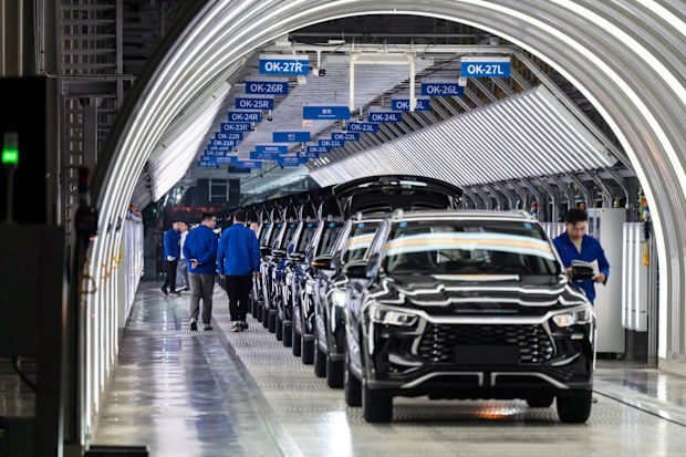 BYD electric vehicles on assembly line
