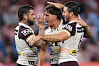 Adam Reynolds, Reece Walsh, and Ben Hunt of the Broncos.