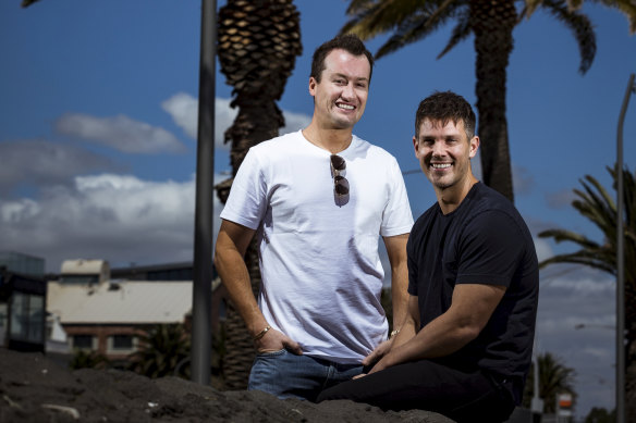Bondi Sands founders Shaun Wilson (left) and Blair James (right).
