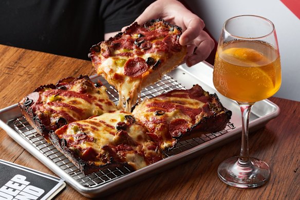Detroit-style pizza.