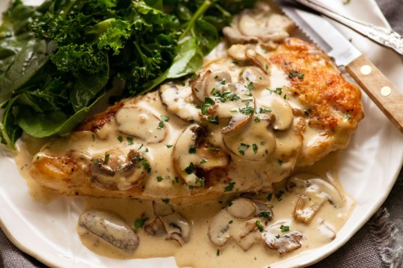 RecipeTin’s chicken with creamy mushroom sauce recipe calls for butterflied breasts.