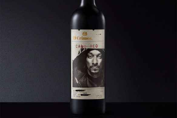 Rapper Snoop Dogg on a 19 Crimes wine label.