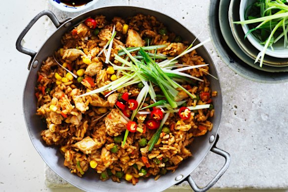 Roast chicken fried rice.