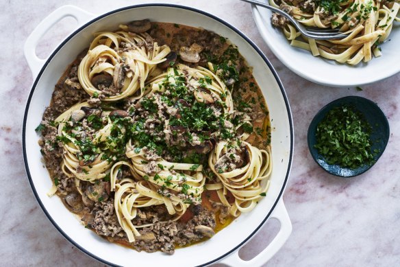 Beef stroganoff fettuccine