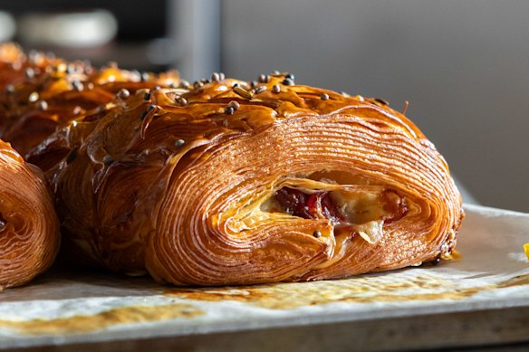 Savoury pastries like ham and cheese croissants are also available at Small Batch.