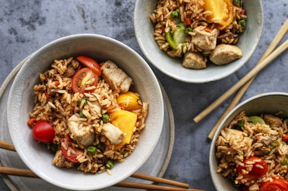 Chicken and tomato fried rice.