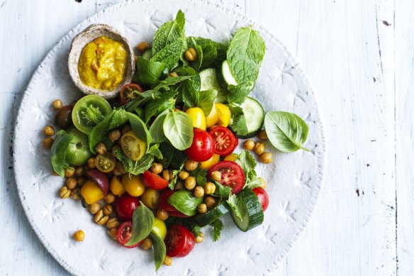 Chickpea and tomato salad.