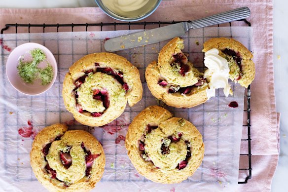 Scones meet strawberry shortcakes - the creme fraiche makes for a deliciously tender dough.