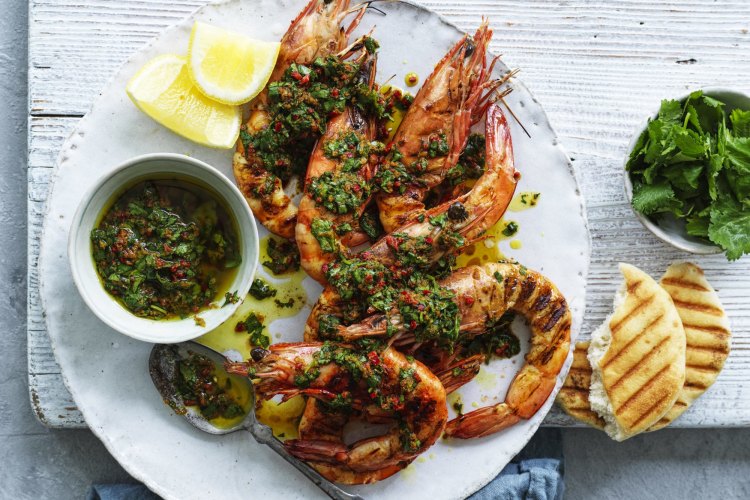 ***EMBARGOED FOR GOOD WEEKEND, MARCH 13/21 ISSUE***
Karen Martini recipe: BBQ prawns with chermoula
Photograph by William Meppem (photographer on contract, no restrictions)ÃÂ 
