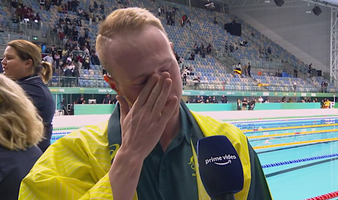 The emotion was too much for Matt Wilson after making his first Olympics team. 