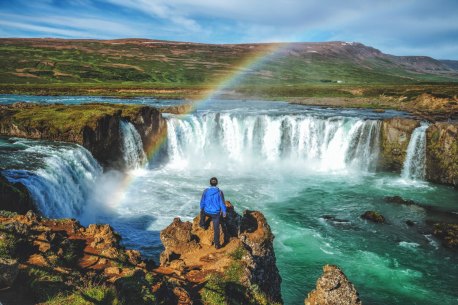 The Godafoss (Icelandic: waterfall of the gods) in Iceland. 