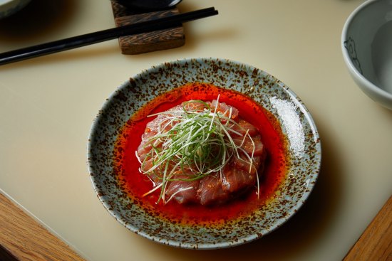 Tuna with spicy orange oil at Spice Temple, Sydney.