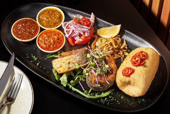 Akwaaba serves West African cuisine.