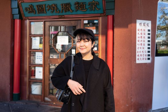 Rosheen Kaul outside Hills BBQ Noodle Shop, one of her sentimental favourites in Box Hill.