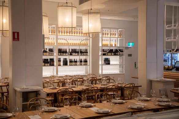 The expansive dining room at Alpha.