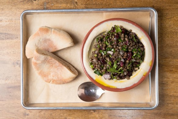 At The Left-Handed Chef, hummus and house-made pita underpin most dishes.