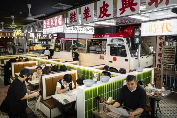 Kowloon Cafe in Burwood has a bold design featuring a Hong Kong minibus.