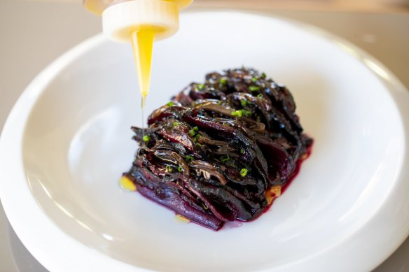 Aaron Ward’s coal roasted beetroot, as it was served at Shell House Dining Room. 
