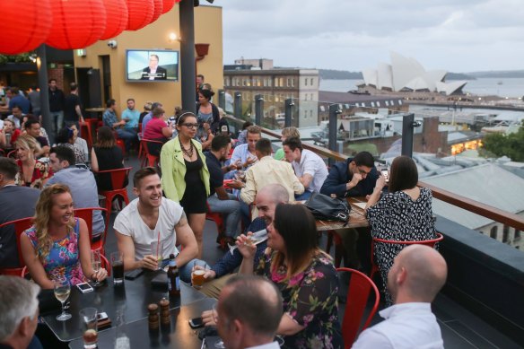 The rooftop bar at the Glenmore Hotel.