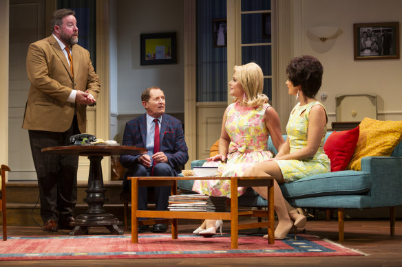 Shane Jacobson, Todd McKenney, Lucy Durack and Penny McNamee in The Odd Couple (c) Pia Johnson