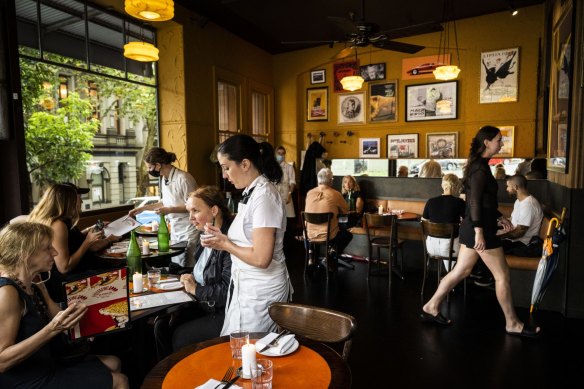 Post-modern Italian prints line the walls at Pellegrino 2000 in Surry Hills.