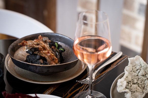 Kuro fried chicken with ume and crispy katsuobushi.