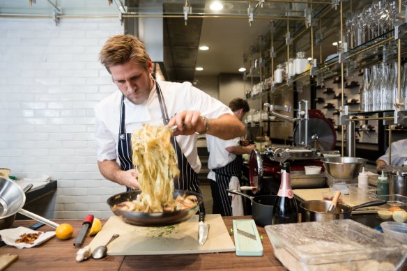Curtis Stone in the kitchen at Maude.
