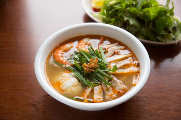 Bun Ngon’s fermented fish noodle soup, bun mam.
