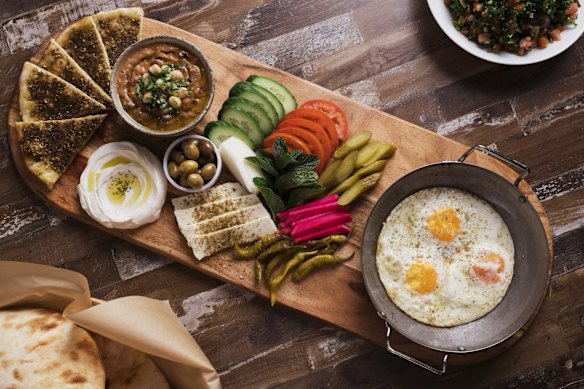 Breakfast spread.
