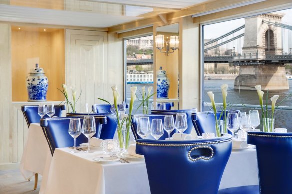 The restaurant on Uniworld’s river ship Beatrice.