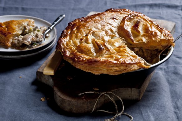 Karen Martini's chicken, leek and mushroom pie. 