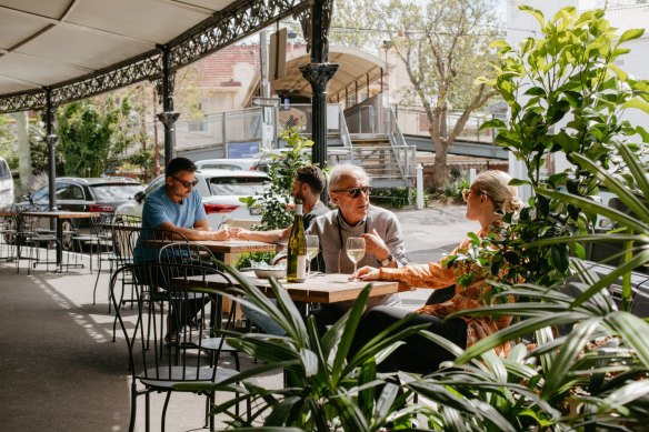 Albert’s, right next to Armadale station, has outdoor seating under a wrought iron awning.
