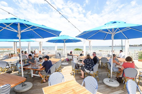 The deck at Sebastian is a great way to enjoy Williamstown beach. 