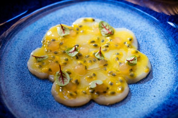 Scallop crudo with passionfruit at Seta.