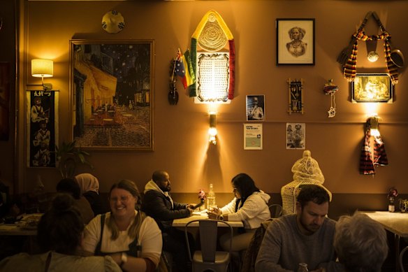 Cosy gatherings in the dining room at Ras Dashen.