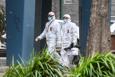 The Age, News, 06/07/2020 photo by Justin McManus.
Housing Commission Towers in Flemington that have been locked down due to Coronavirus.