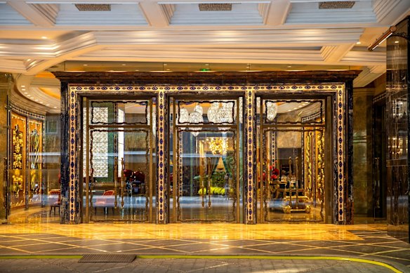 The entrance to the opulent Reverie Saigon hotel in Ho Chi Minh City.