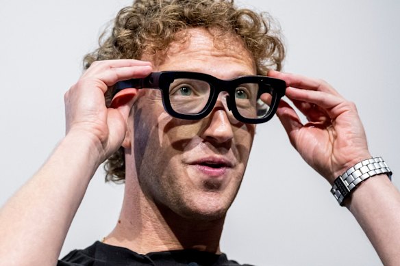 I’m not a creep: Mark Zuckerberg displays his Meta Glasses, that allow the wearer to surreptitiously film everything they see.