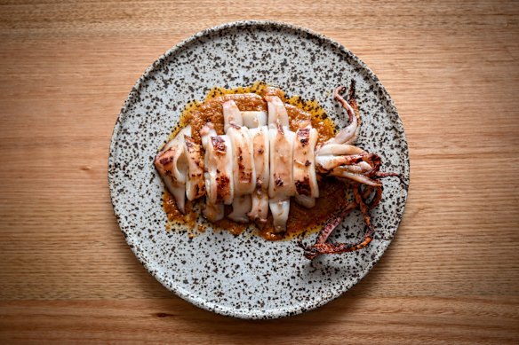Charred calamari with nduja at Filipino favourite Serai. 