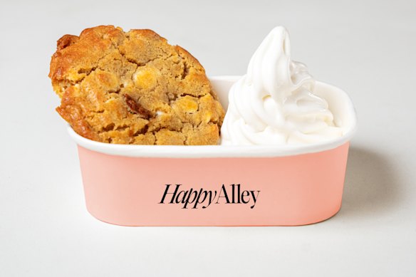 The must-order combo at Happy Alley: a warm cookie with soft-serve ice-cream.