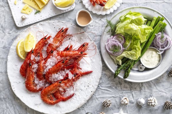 Adam Liaw’s prawn party.
