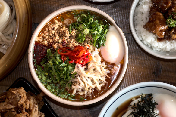 Hifumiya’s spicy miso pork udon.