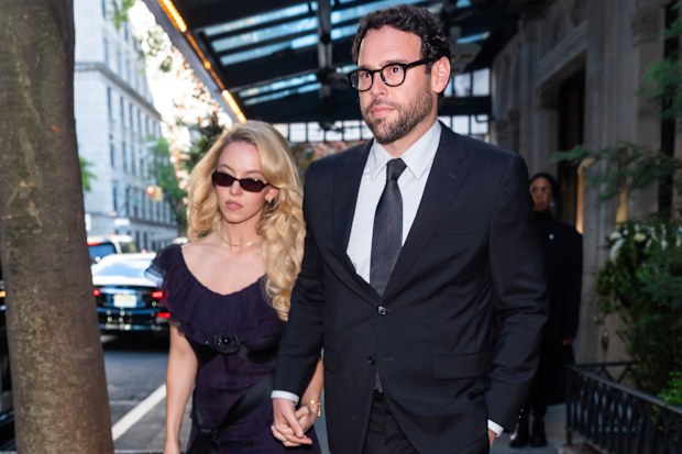 Sydney Sweeney (L) and Scooter Braun are seen on the Upper East Side on May 30, 2026 in New York City.