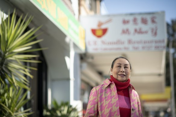 Angie Hong outside UE Noodle restaurant in Cabramatta.