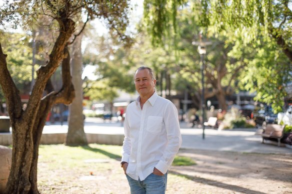 Neil Perry outside his growing Double Bay restaurant enclave.