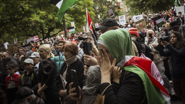 Marching, crying, shouting: 15,000 at pro-Palestine protest