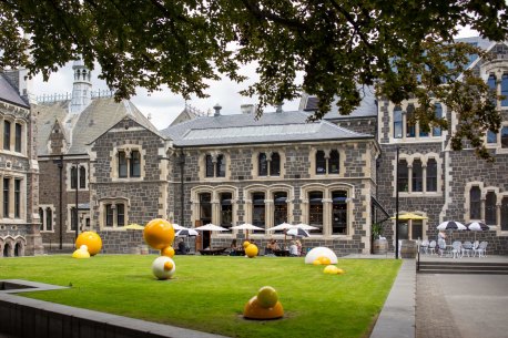 The Quadrangle at the historic and newly restored Arts Centre (formerly Canterbury College), Christchurch, New Zealand.