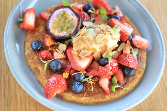 Blueberry and ricotta pancakes.